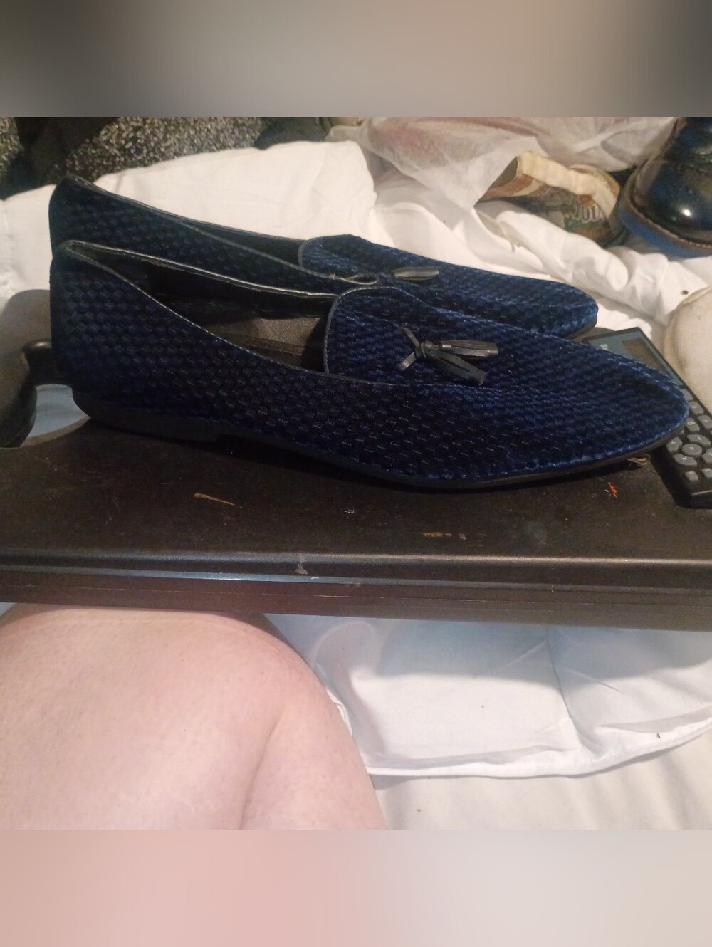 Men's Navy Blue Tassel Slip-On Loafers